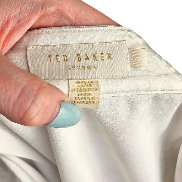 Ted Baker NWOT White Midi Skirt With Faux Waist Tie and Flowers Sz 1 4 - Picture 10 of 16